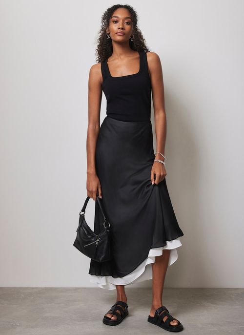 Black Layered Maxi Skirt