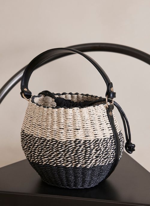 Black Woven Basket Bag