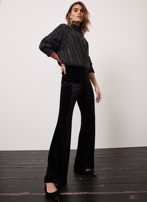 Black Velvet Wide Trousers