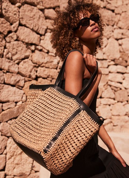 Black Woven Tote Bag