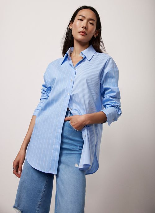 Blue Contrast Stripe Shirt