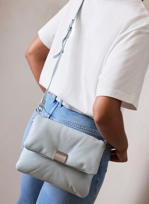 Blue Leather Crossbody Bag