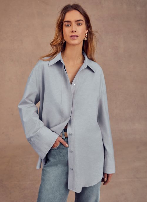 Blue Oversized Cotton Shirt