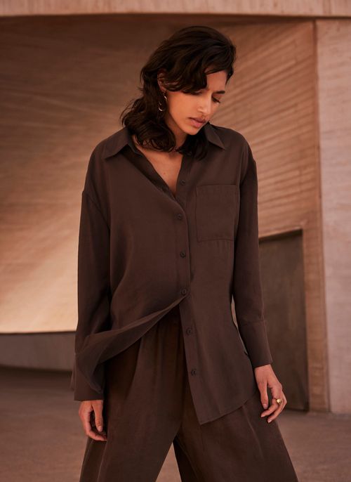 Brown Oversized Pocket Shirt