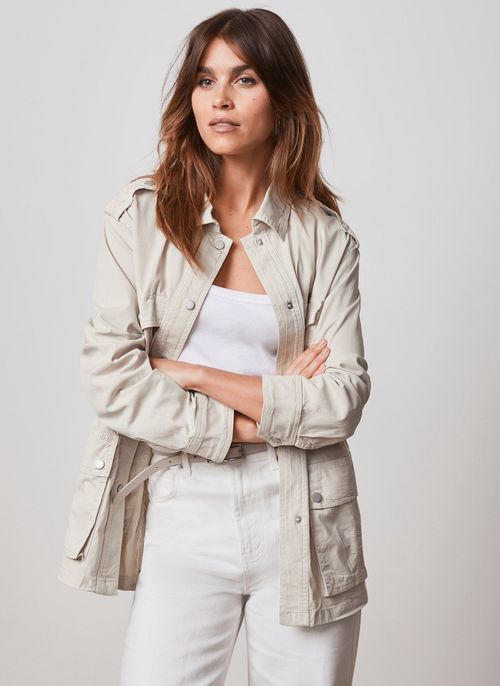 Cream Cotton Utility Jacket