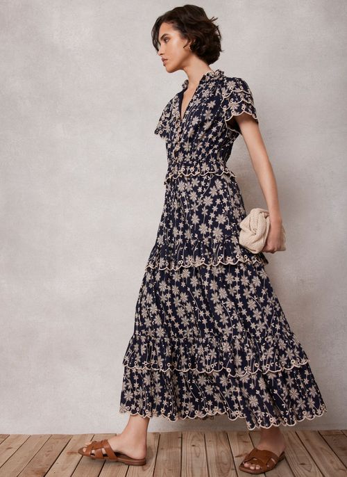 Navy Floral Print Maxi Dress