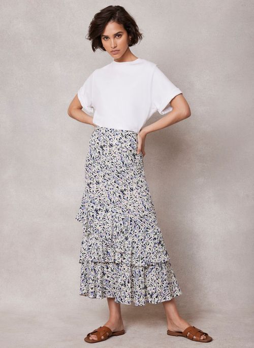 Neutral Floral Print Midi...