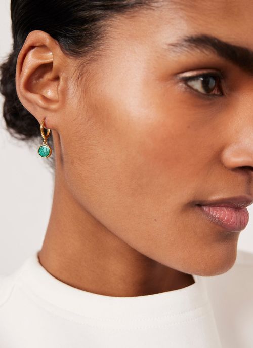 Gold Plated Green Earrings
