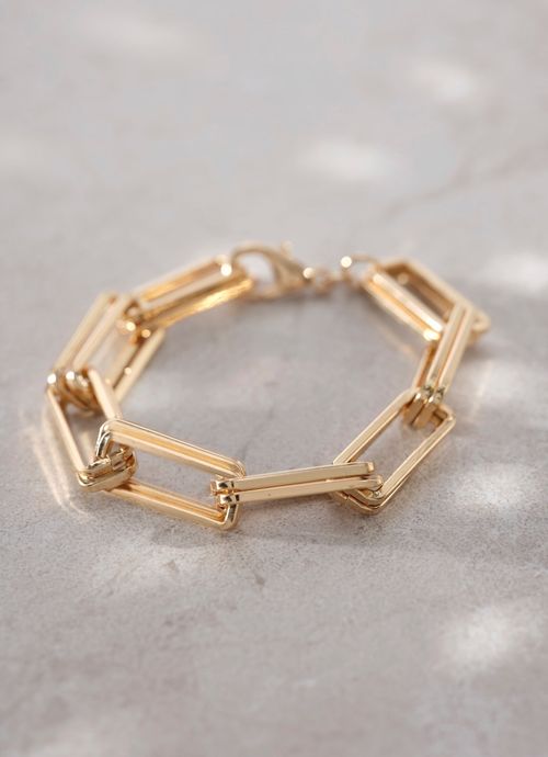 Gold Tone Square Link Bracelet