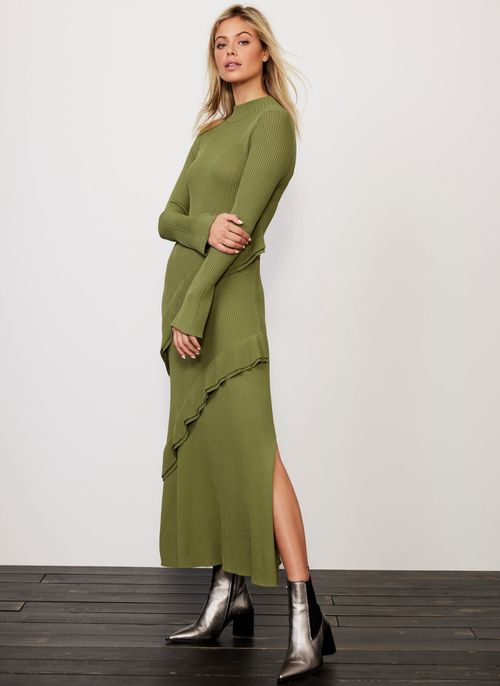 Green Ruffle Maxi Dress