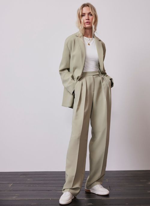 Green Tailored Wide Trousers