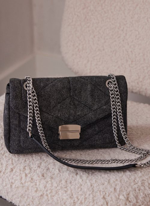 Grey Denim Shoulder Bag