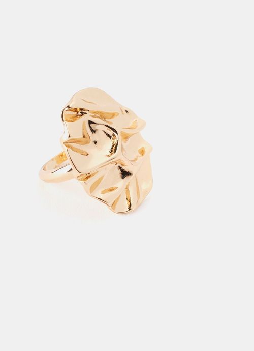 Gold Tone Hammered Disc Ring