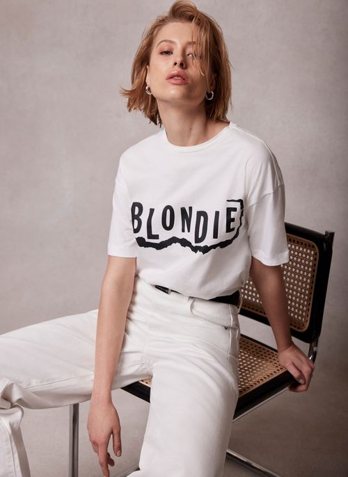 White Blondie Slogan T-Shirt