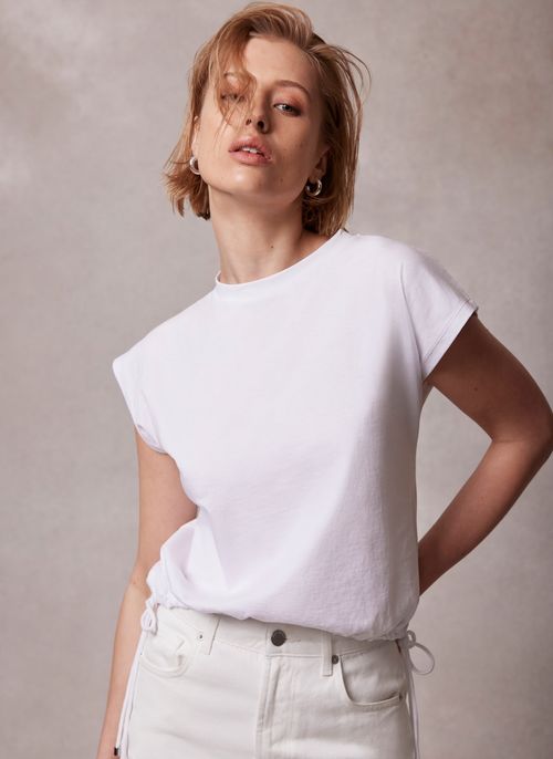 White Cotton Drawstring Top