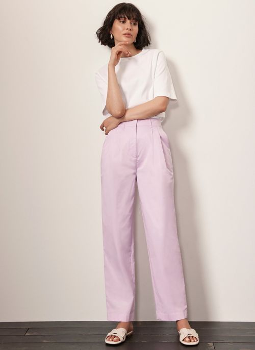 Lilac Cotton Tapered Pleated...