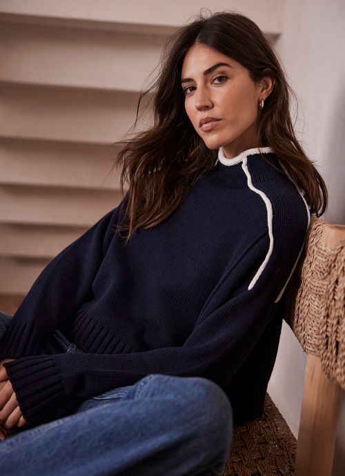 Navy Cotton Blend Jumper