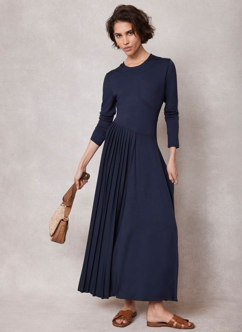 Navy Jersey Midi Dress