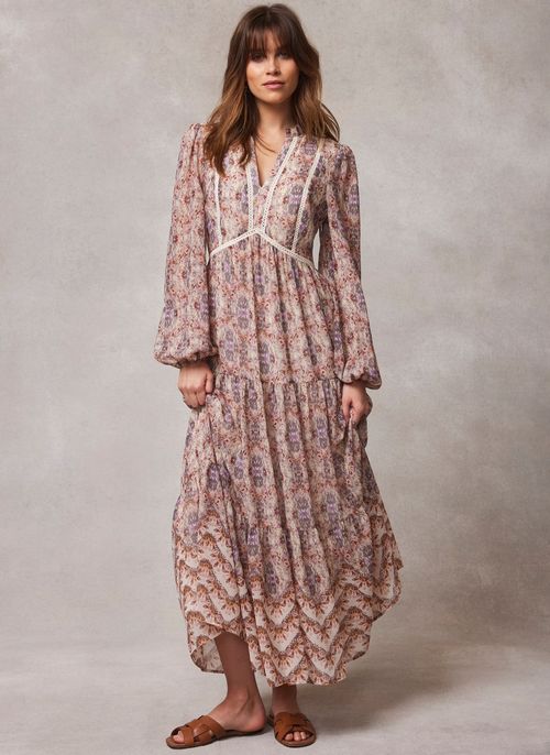 Neutral Print Maxi Dress