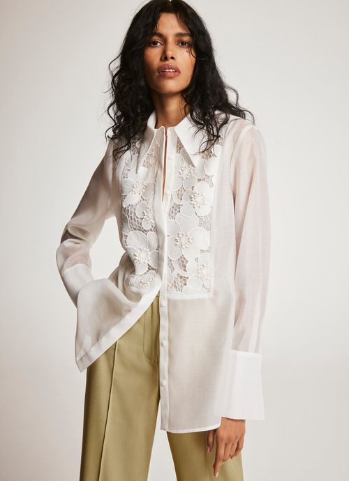 White Organza Applique Shirt