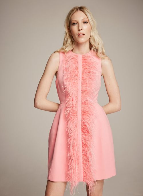 Pink Feather Mini Dress