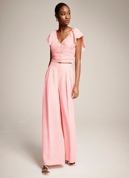 Pink Linen Wide Trousers