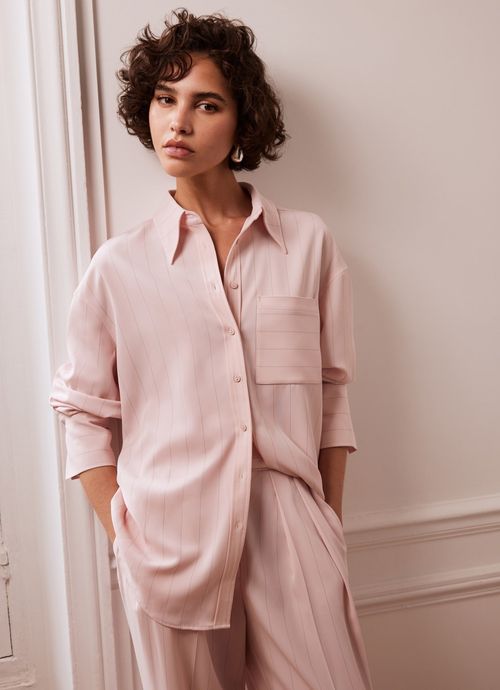 Pink Pinstripe Oversized Shirt