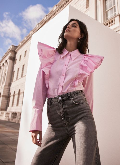 Pink Ruffle Detail Shirt