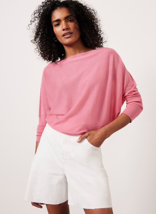 Pink Wool Blend Batwing Jumper