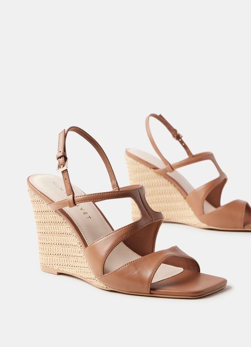 Tan Raffia Espadrille Wedges