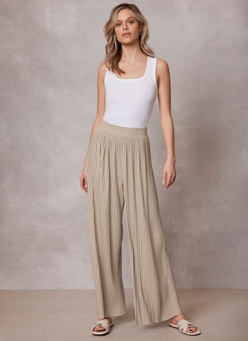 Sage Green Pleated Wide Leg...