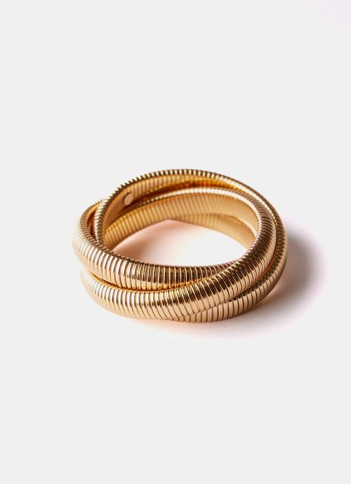 Gold Tone Ribbed Bangle Set