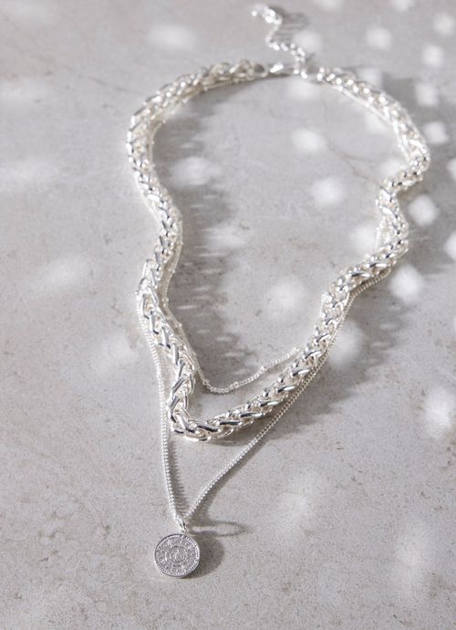 Silver Tone Layered Necklace