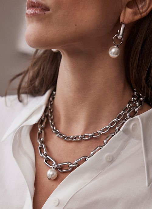 Silver Tone Layered Necklace