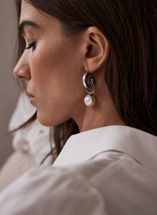 Silver Tone Pearl Earrings