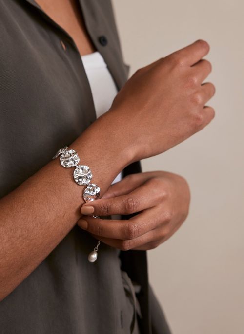 Silver Tone Disc Bracelet