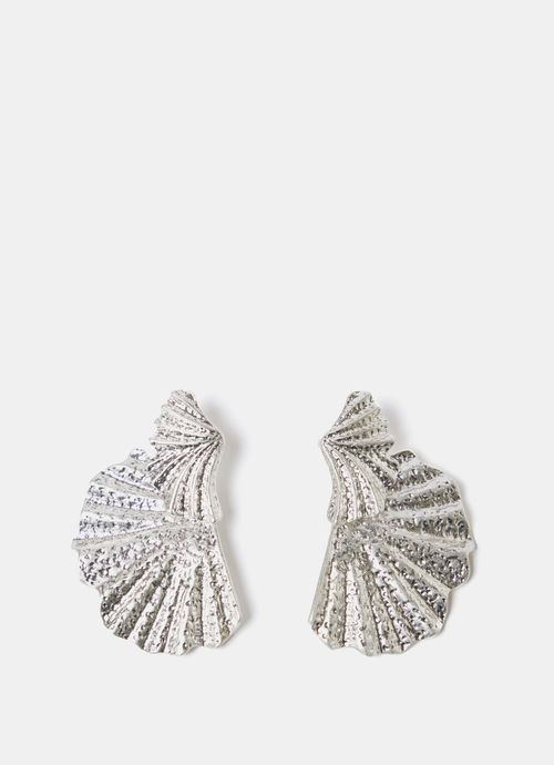 Silver Tone Fan Earrings