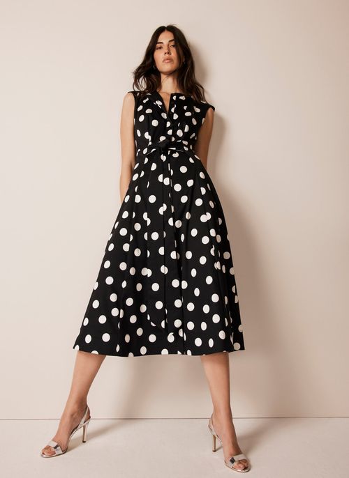 Black Polka Dot Midi Dress