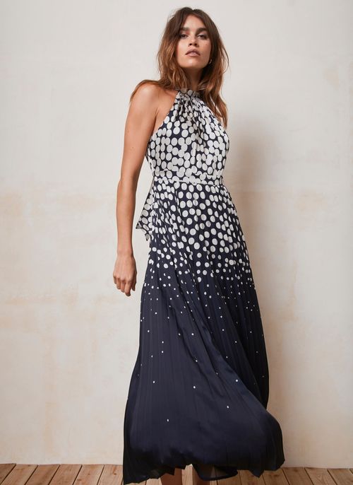 Navy Polka Dot Maxi Dress