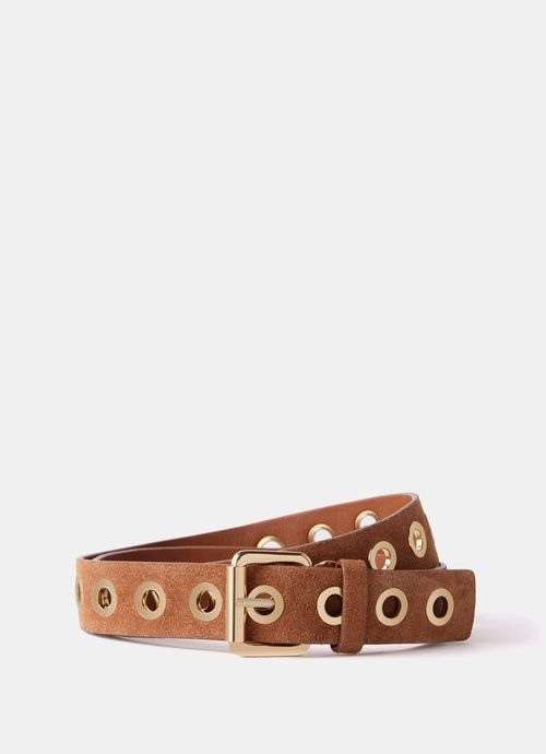 Tan Eyelet Suede Belt