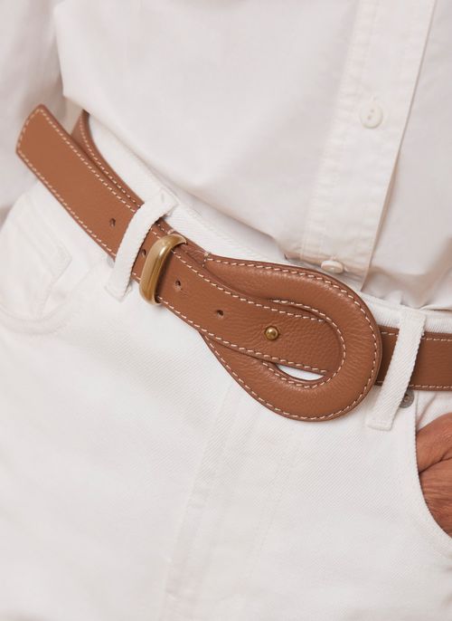 Tan Leather Contrast Stitch...