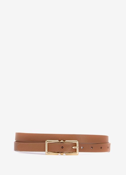 Tan Leather Skinny Belt