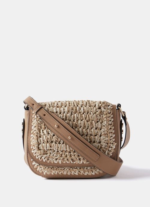 Tan Woven Saddle Bag