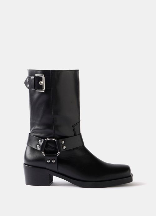 Black Leather Biker Boots