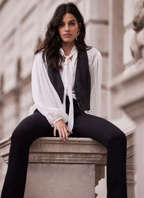 White Waistcoat Layered Blouse