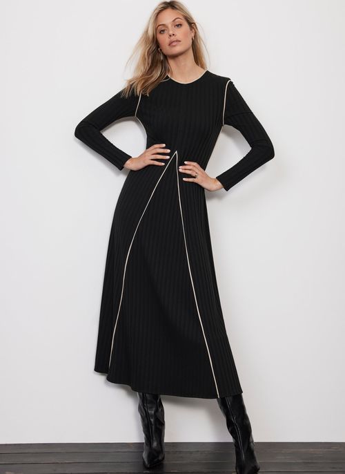 Black Jersey Midi Dress