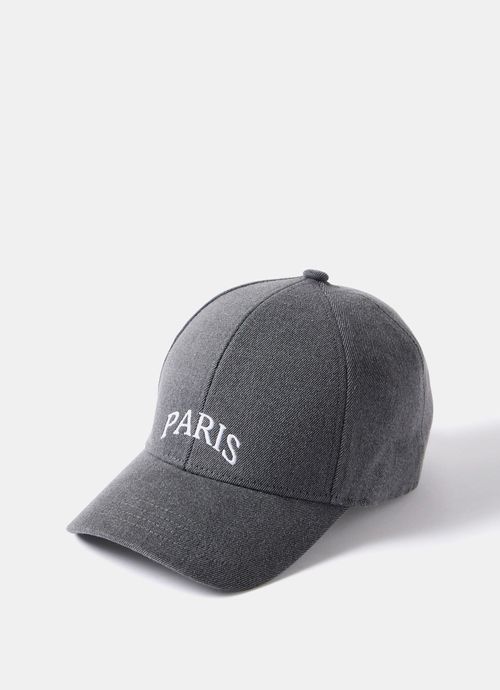 Grey Denim Paris Slogan Cap