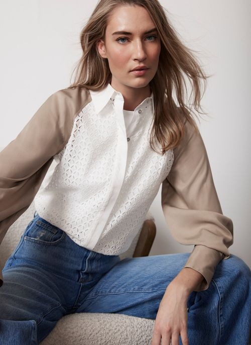 White Broderie Crop Shirt