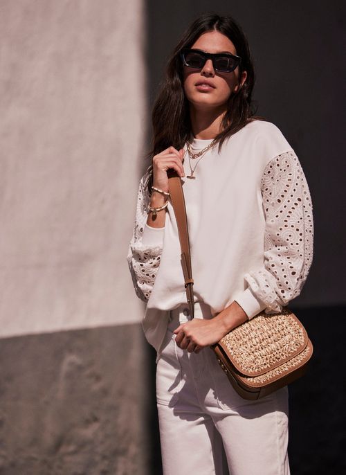 White Broderie Sweatshirt