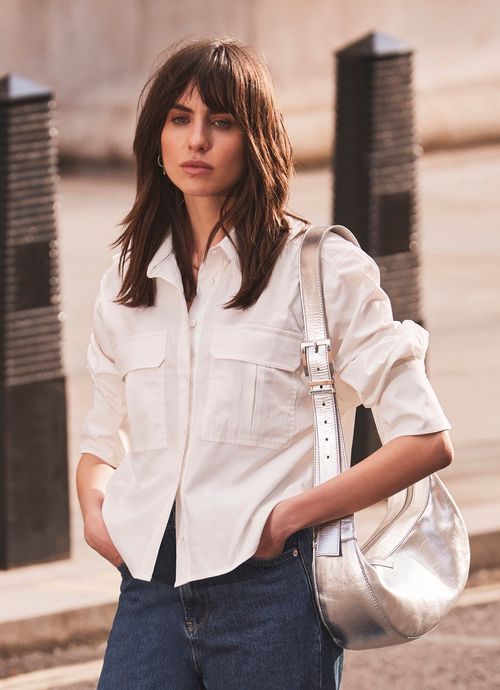 White Cotton Utility Shirt